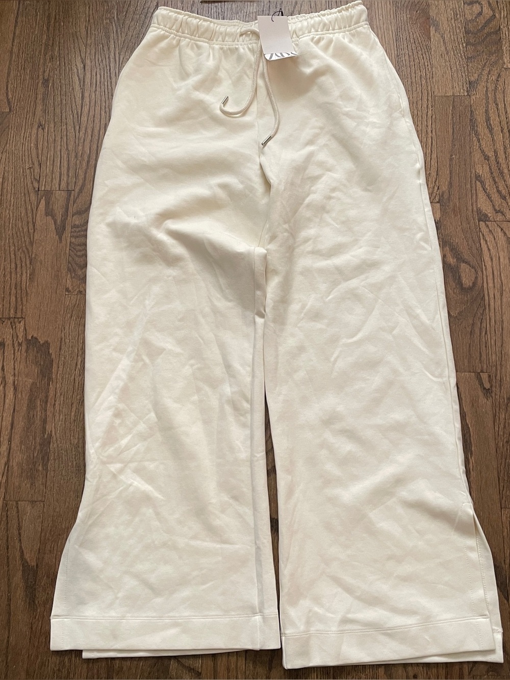 NWT Zara Wide Leg Baggy Cream Sweatpants Size Small